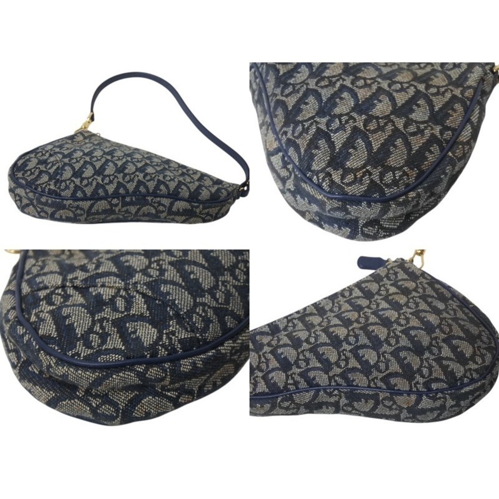 CHRISTIAN DIOR Trotter Saddle Bag One Shoulder Hobo Bag Navy Blue - Picture 7 of 9